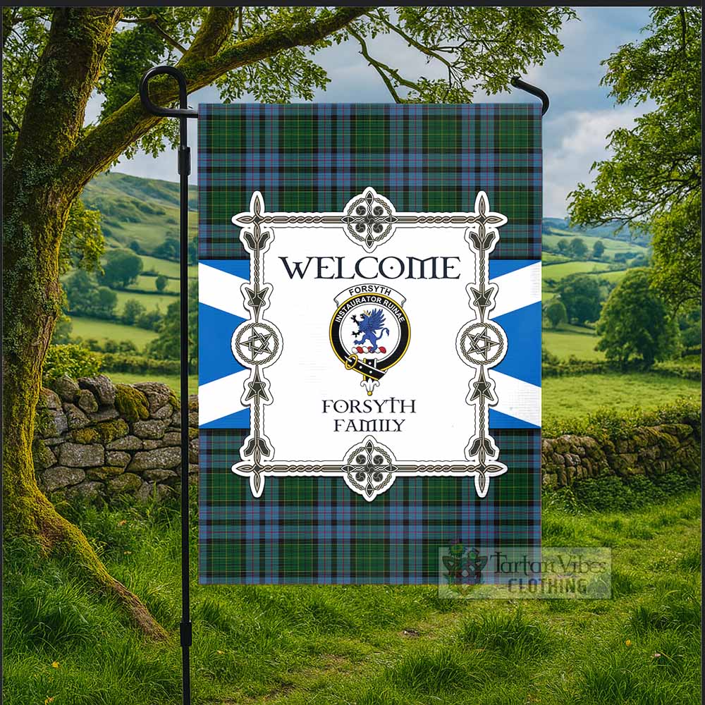 Forsyth Family Crest Tartan Welcome Garden Flag Saltire Harmony Style - Tartan Vibes Clothing