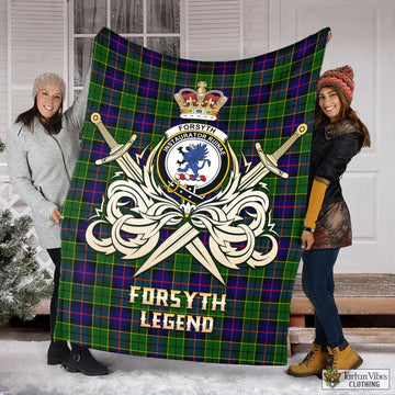 Forsyth Modern Tartan Blanket with Clan Crest and the Golden Sword of Courageous Legacy