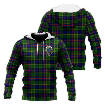 Forsyth Modern Tartan Knitted Hoodie with Family Crest