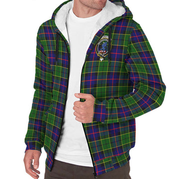 Forsyth Modern Tartan Sherpa Hoodie with Family Crest