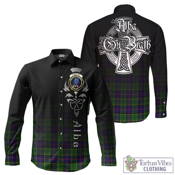 Forsyth Modern Tartan Long Sleeve Button Up Featuring Alba Gu Brath Family Crest Celtic Inspired