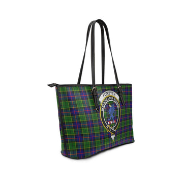 Forsyth Modern Tartan Leather Tote Bag with Family Crest