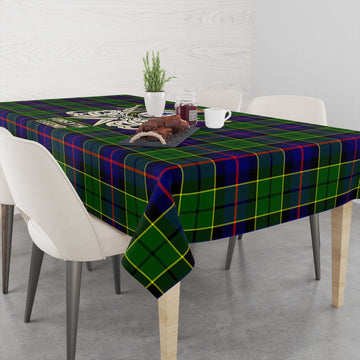 Forsyth Modern Tartan Tablecloth with Clan Crest and the Golden Sword of Courageous Legacy