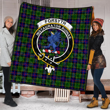 Forsyth Modern Tartan Quilt with Family Crest