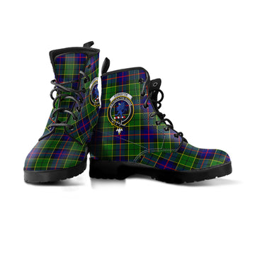 Forsyth Modern Tartan Leather Boots with Family Crest