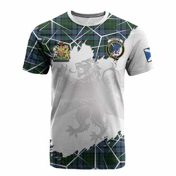 Forsyth Tartan Cotton T-shirt with Family Crest and Lion Rampant Grunge Style