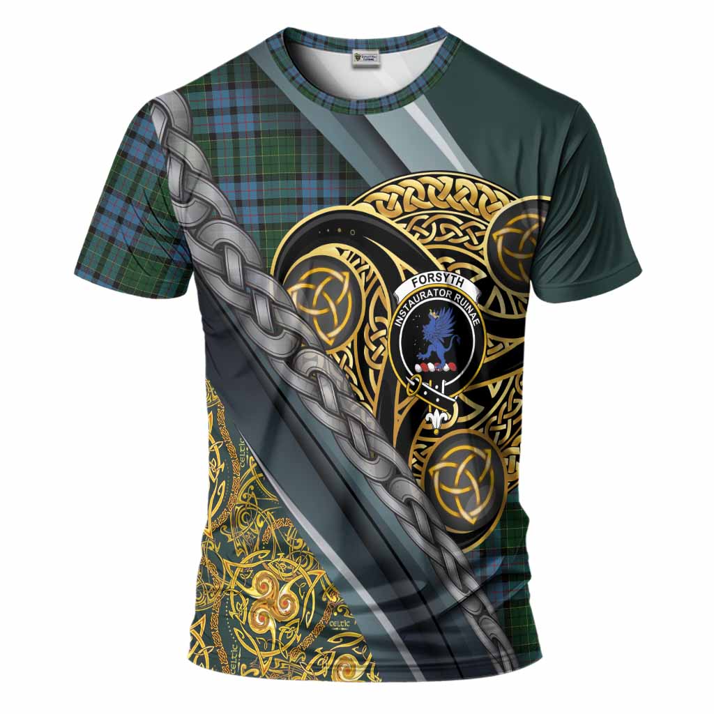 Forsyth Tartan Crest T-Shirt Scottish Triskele Celtic