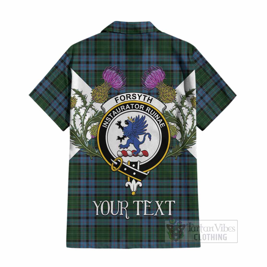 Forsyth Tartan Family Crest Cotton Hawaiian Shirt Scottish Burns Night Thistle Floral