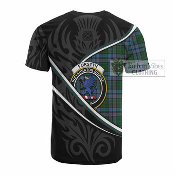 Forsyth Tartan Family Crest Cotton T-shirt Celtic Scottish Thistle Floral - Tartan Vibes Clothing