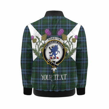 Forsyth Tartan Family Crest Kid Bomber Jacket Scottish Burns Night Thistle Floral