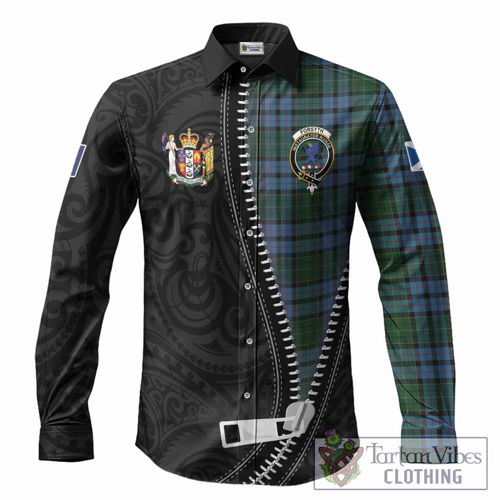 Forsyth Tartan Long Sleeve Button Shirts New Zealand Pattern Unique Zipper Stylized