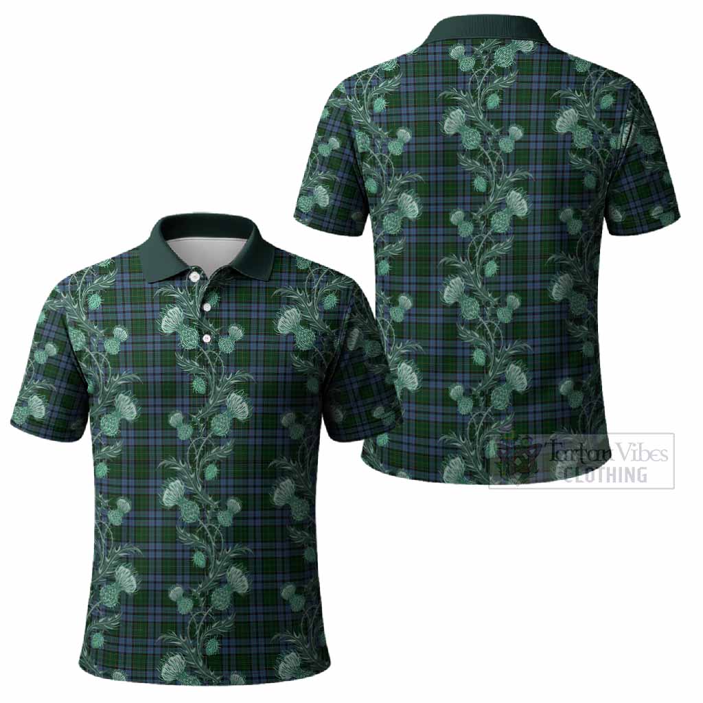 Forsyth Tartan Polo Shirt Seamless Scottish Thistle Flowers