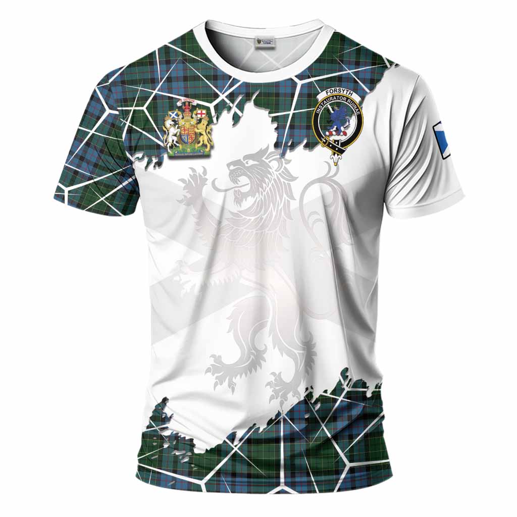 Forsyth Tartan T-Shirt with Family Crest and Lion Rampant Grunge Style