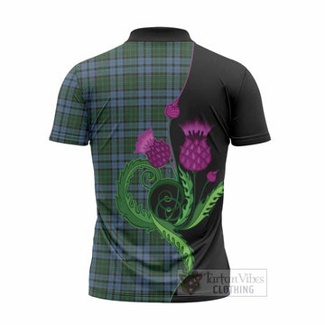Forsyth Tartan Zipper Polo Shirt Traditional Scottish Thistle