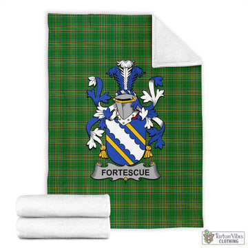 Fortescue Irish Clan Tartan Blanket with Coat of Arms X-Large 59 x 79 inches 150 x 200 cm - Tartan Vibes Clothing