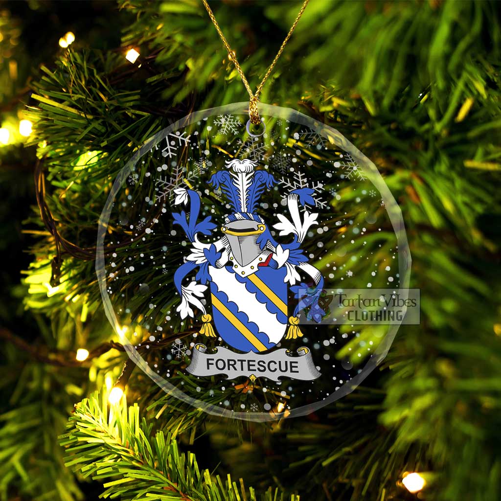 Tartan Vibes Clothing Fortescue Irish Clan Christmas Glass Ornament with Coat of Arms