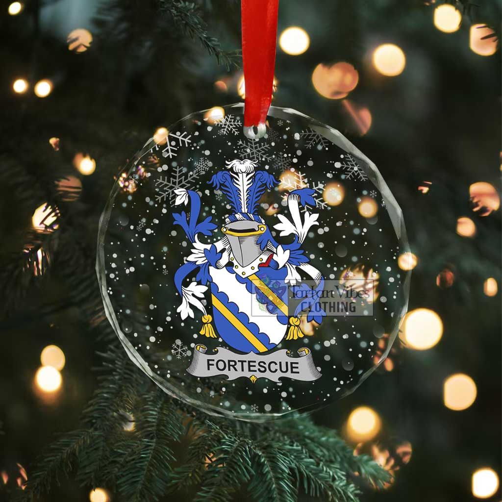 Tartan Vibes Clothing Fortescue Irish Clan Christmas Glass Ornament with Coat of Arms