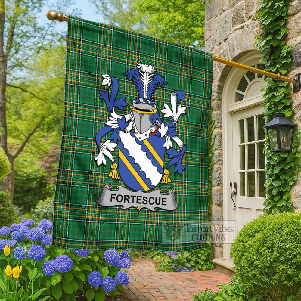 Fortescue Irish Clan Tartan Flag with Coat of Arms