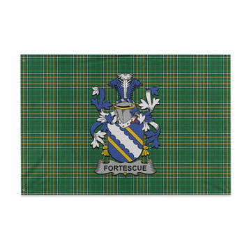 Fortescue Irish Clan Tartan House Flag with Coat of Arms