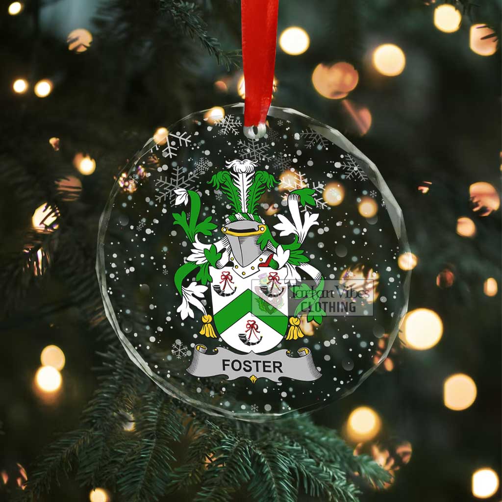 Foster Irish Clan Christmas Glass Ornament with Coat of Arms - 2D-tartanvibesclothing