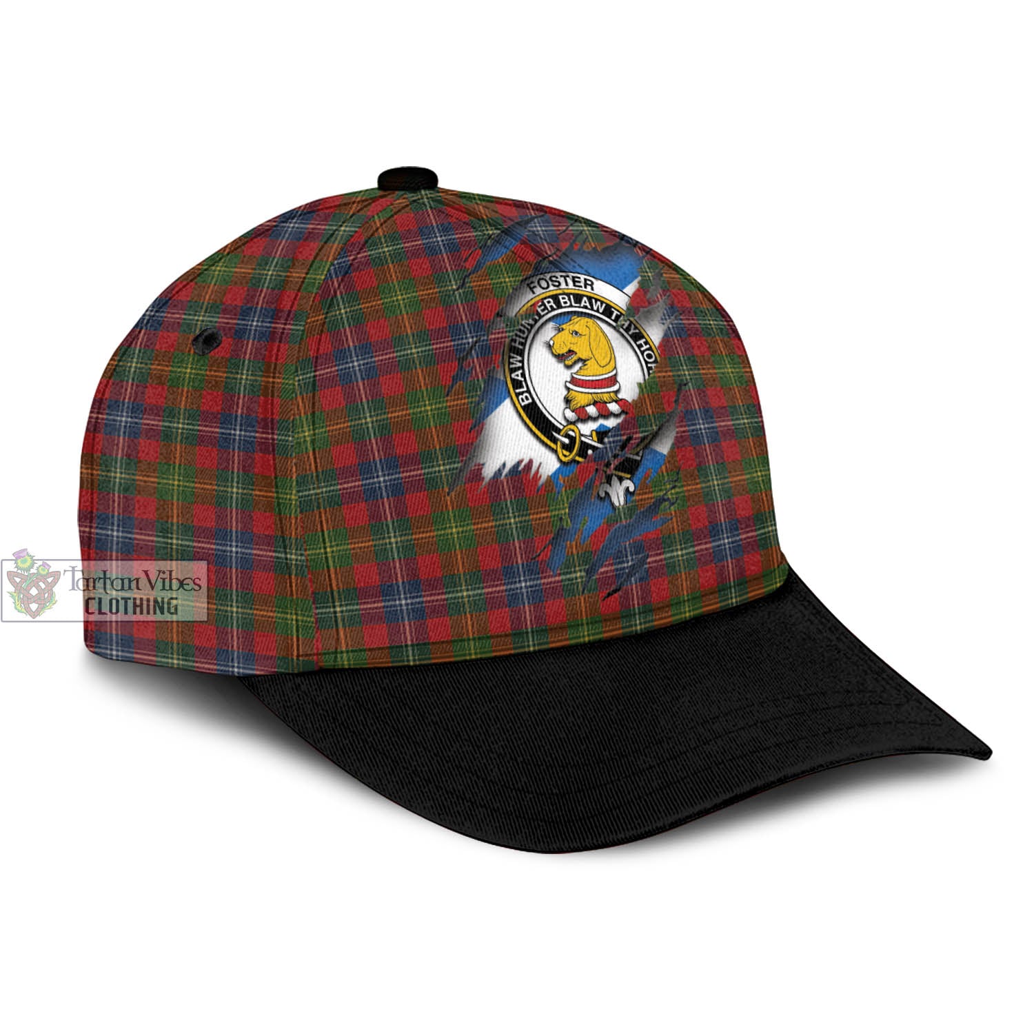 Tartan Vibes Clothing Foster Tartan Classic Cap with Family Crest In Me Style