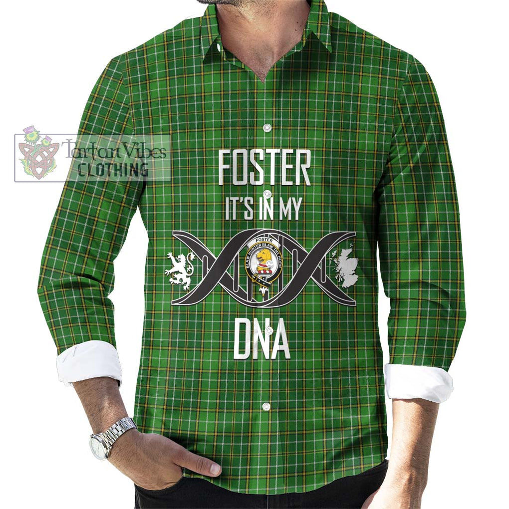 Foster Hunting Tartan Long Sleeve Button Shirt with Family Crest DNA In Me Style Men's Shirt S - Tartanvibesclothing Shop