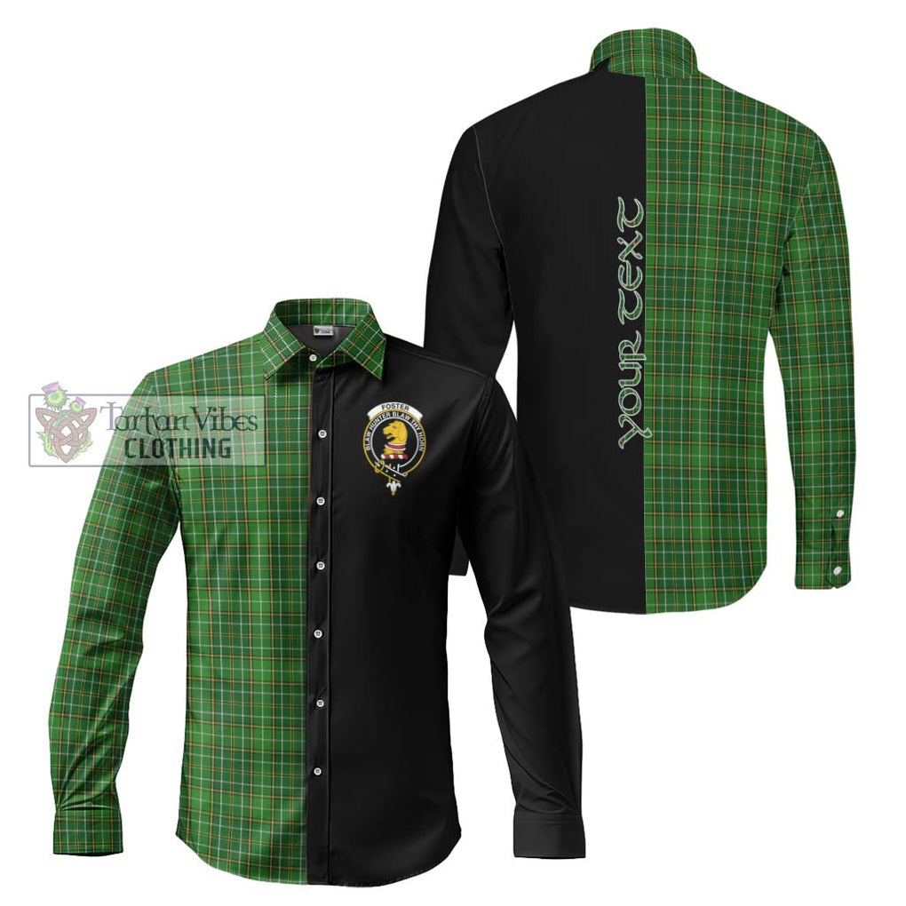Foster Hunting Tartan Long Sleeve Button Shirt with Family Crest and Half Of Me Style Men's Shirt S - Tartanvibesclothing Shop