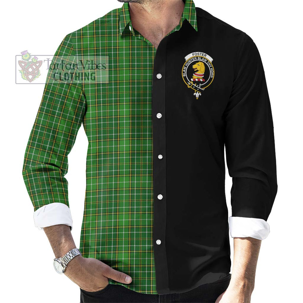 Foster Hunting Tartan Long Sleeve Button Shirt with Family Crest and Half Of Me Style - Tartanvibesclothing Shop