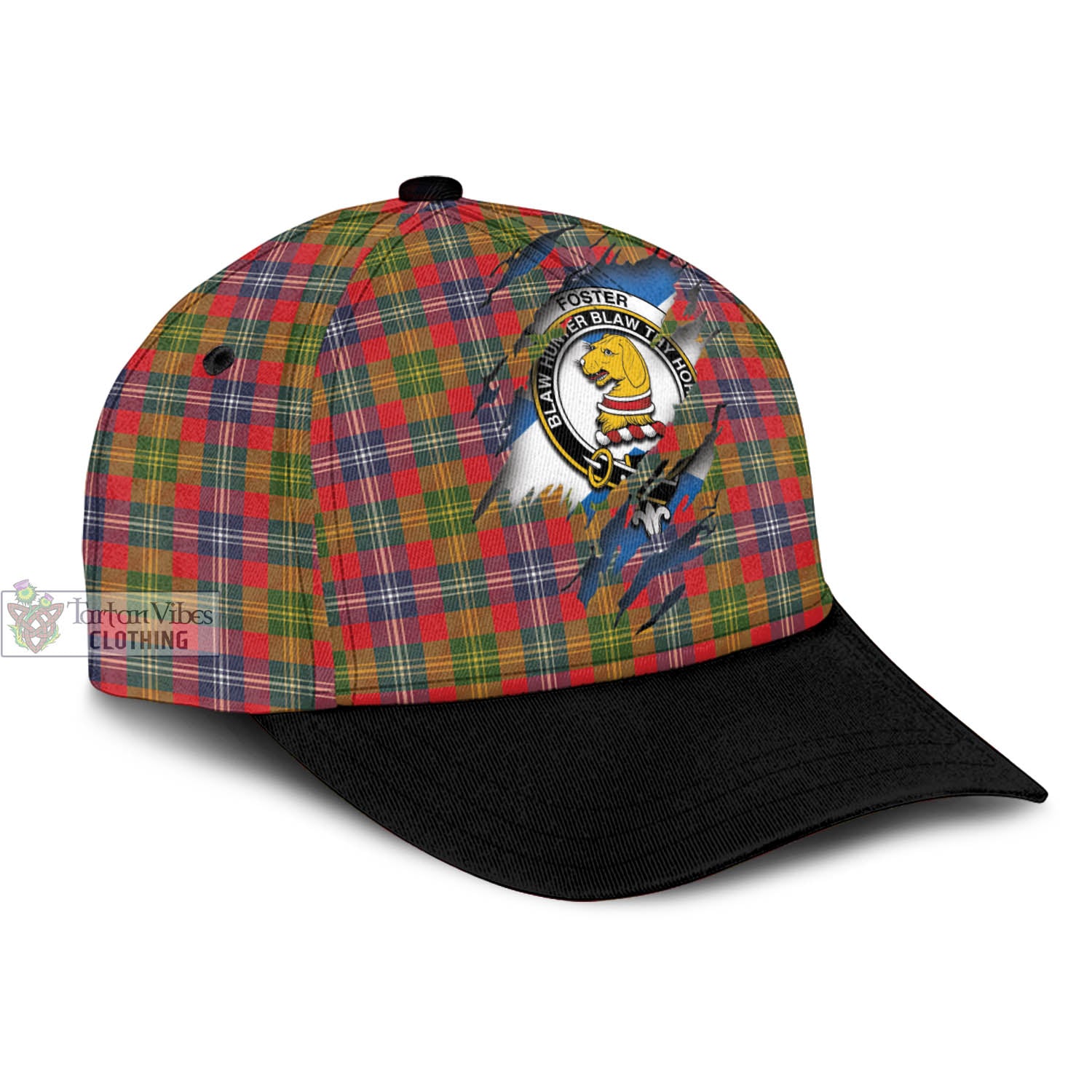 Tartan Vibes Clothing Foster Modern Tartan Classic Cap with Family Crest In Me Style