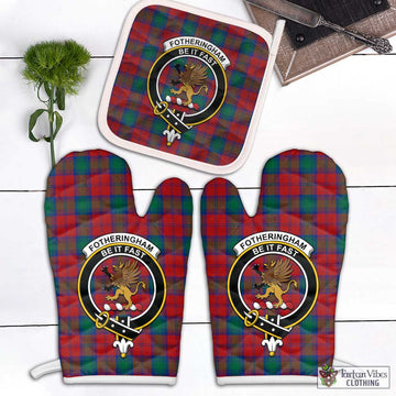 Fotheringham (Fotheringhame) Tartan Combo Oven Mitt & Pot-Holder with Family Crest Combo 1 Oven Mitt & 1 Pot-Holder White - Tartan Vibes Clothing