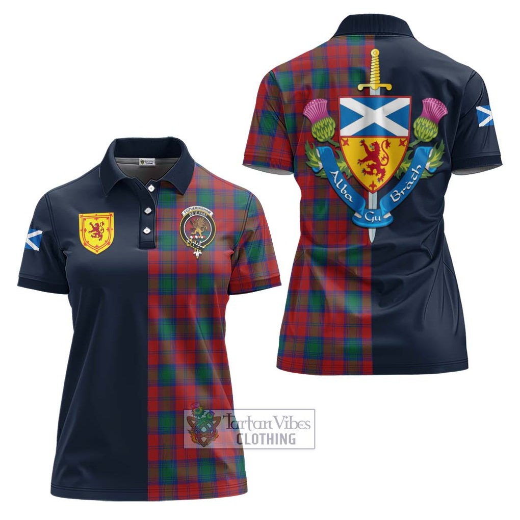 Tartan Vibes Clothing Fotheringham Tartan Women's Polo Shirt with Scottish Lion Royal Arm Half Style