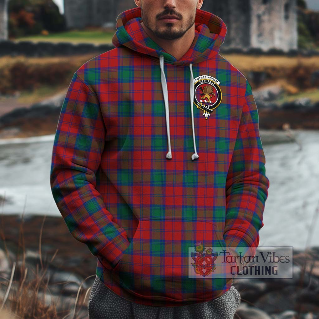 Fotheringham (Fotheringhame) Tartan Cotton Hoodie with Family Crest Pullover Hoodie XS - Tartan Vibes Clothing