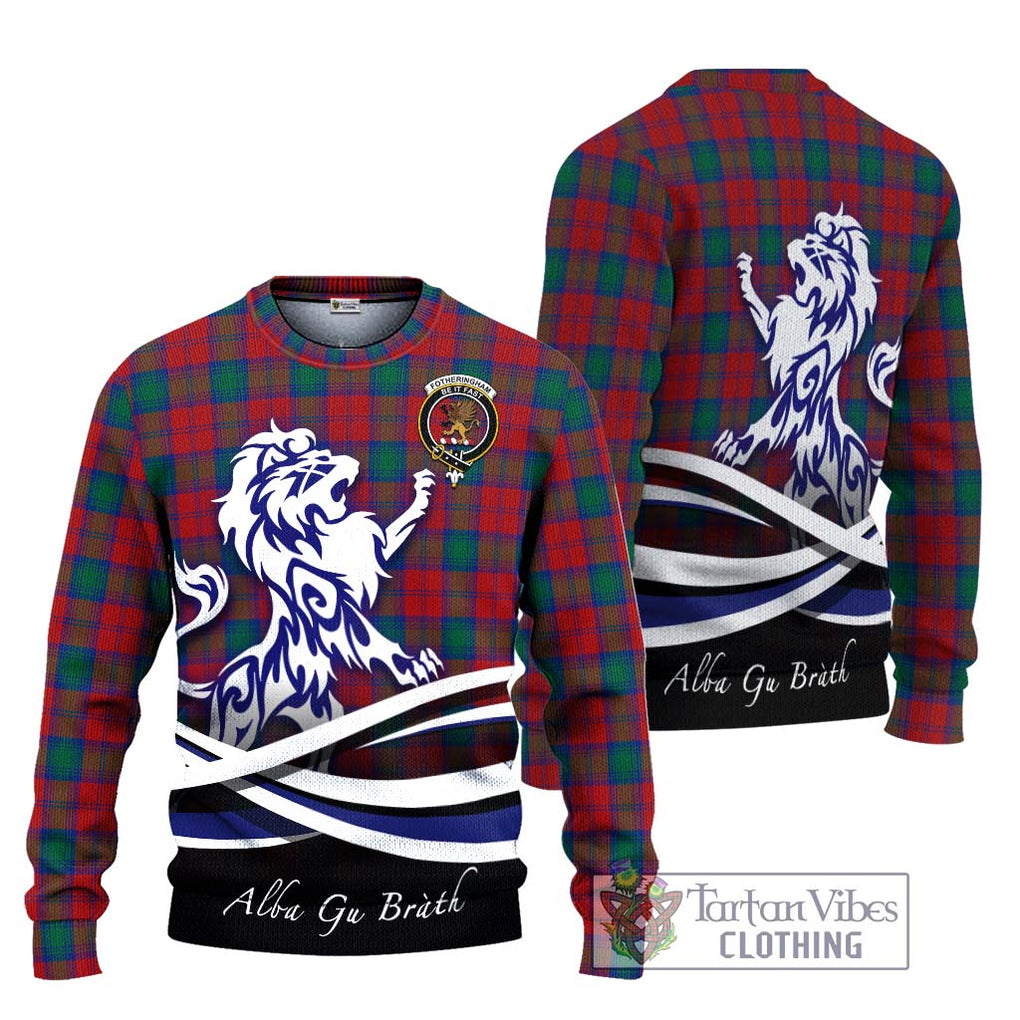 Fotheringham (Fotheringhame) Tartan Knitted Sweater with Alba Gu Brath Regal Lion Emblem Unisex - Tartanvibesclothing Shop