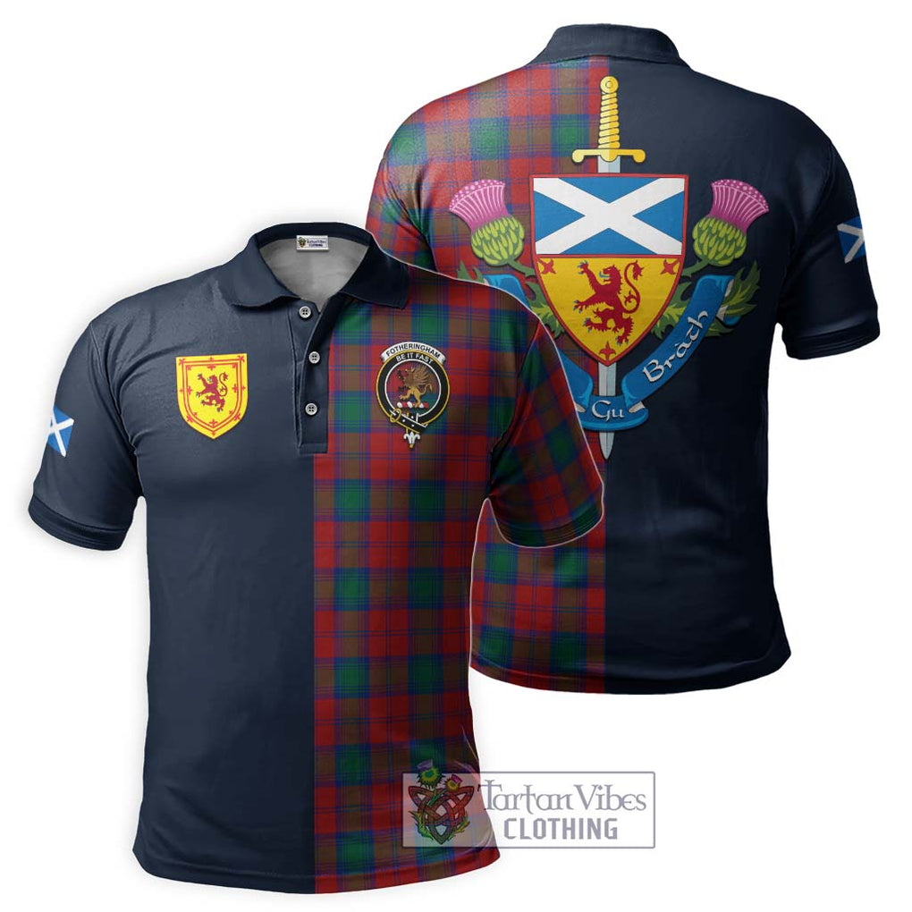 Tartan Vibes Clothing Fotheringham Tartan Polo Shirt with Scottish Lion Royal Arm Half Style