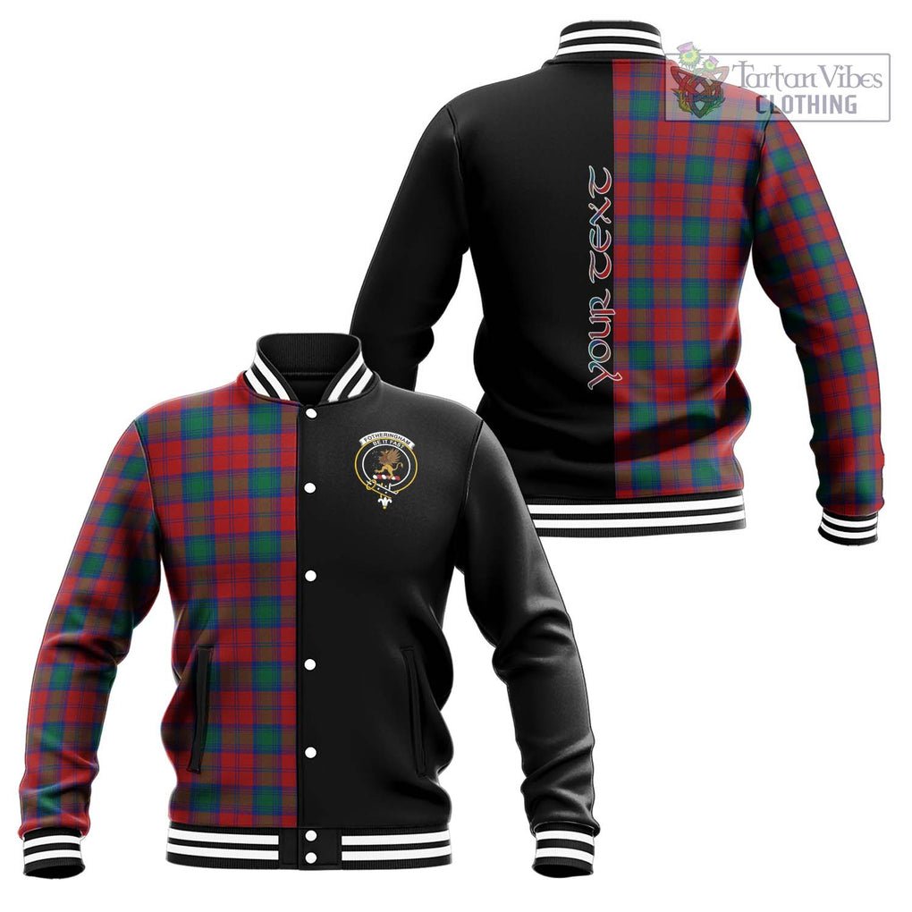 Fotheringham (Fotheringhame) Tartan Baseball Jacket with Family Crest and Half Of Me Style Unisex - Tartanvibesclothing Shop