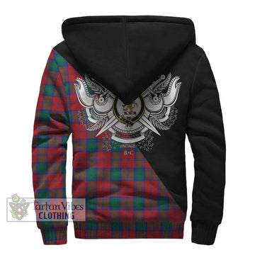 Fotheringham (Fotheringhame) Tartan Sherpa Hoodie with Family Crest and Military Logo Style