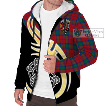 Fotheringham (Fotheringhame) Tartan Sherpa Hoodie with Family Crest and Celtic Symbol Style