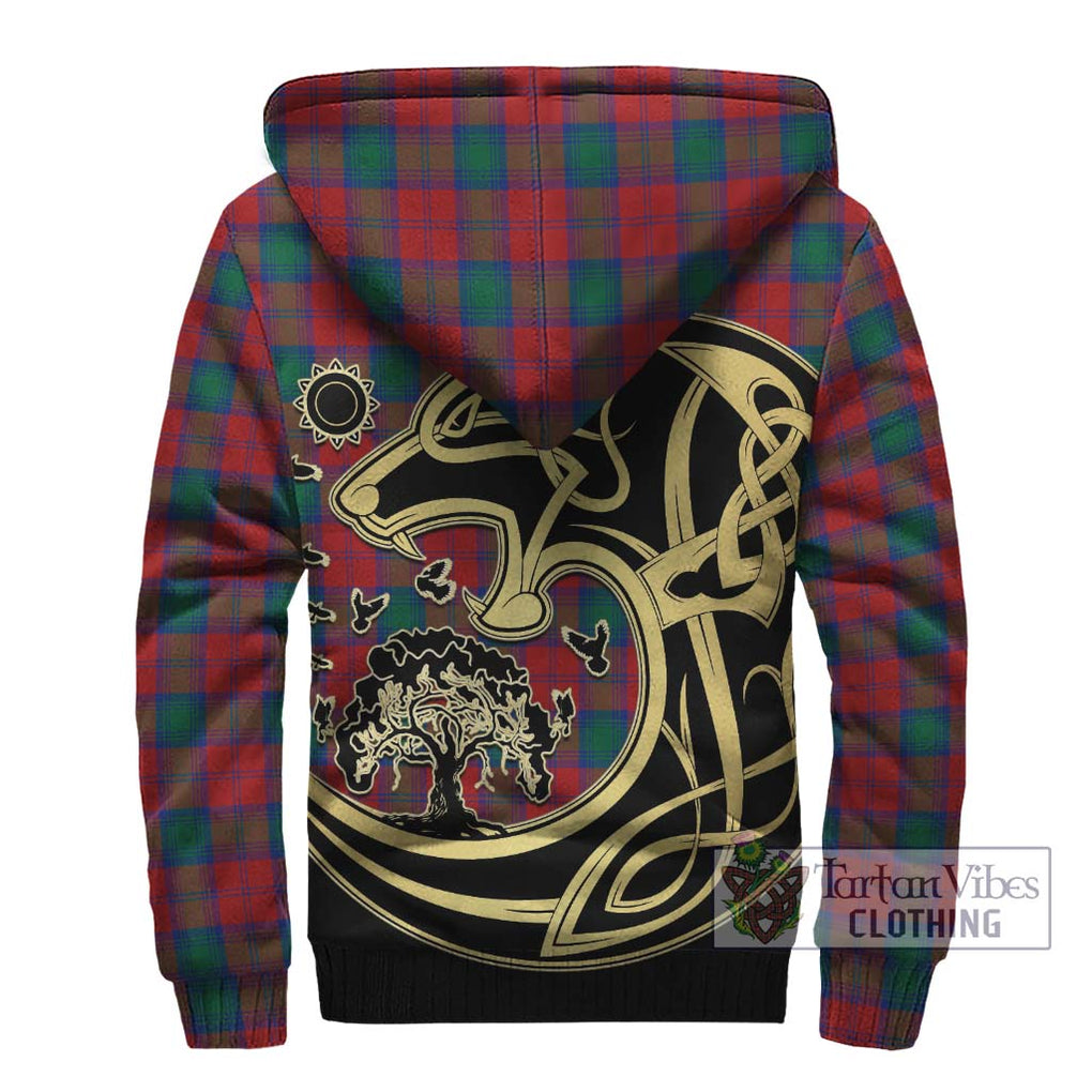 Fotheringham (Fotheringhame) Tartan Sherpa Hoodie with Family Crest Celtic Wolf Style - Tartan Vibes Clothing