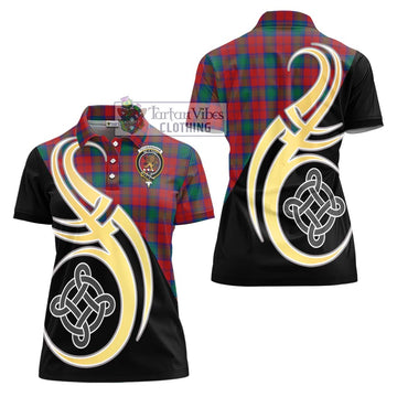 Fotheringham (Fotheringhame) Tartan Women's Polo Shirt with Family Crest and Celtic Symbol Style - Tartan Vibes Clothing