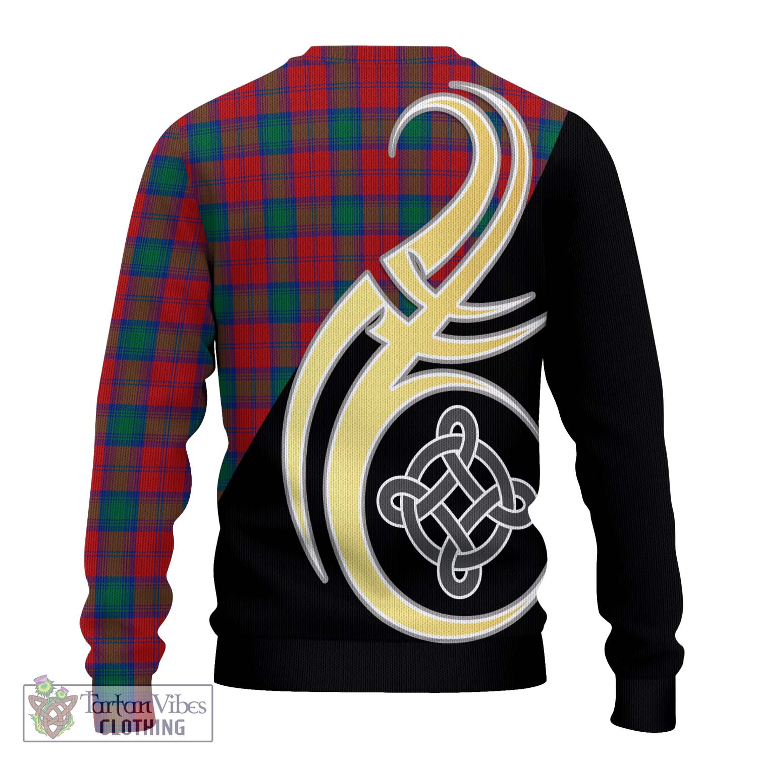 Fotheringham (Fotheringhame) Tartan Knitted Sweater with Family Crest and Celtic Symbol Style - Tartan Vibes Clothing