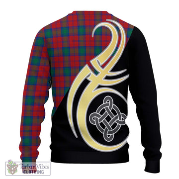 Fotheringham (Fotheringhame) Tartan Knitted Sweater with Family Crest and Celtic Symbol Style - Tartan Vibes Clothing