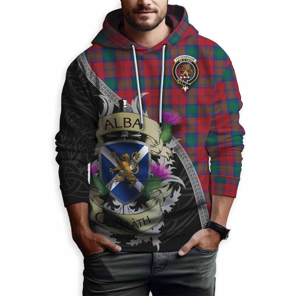Tartan Vibes Clothing Fotheringham (Fotheringhame) Tartan Family Crest Hoodie Lion Rampant Royal Thistle Shield Celtic Inspired