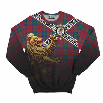 Fotheringham (Fotheringhame) Crest Tartan Sweatshirt with Golden Lion Emblem Celtic Style
