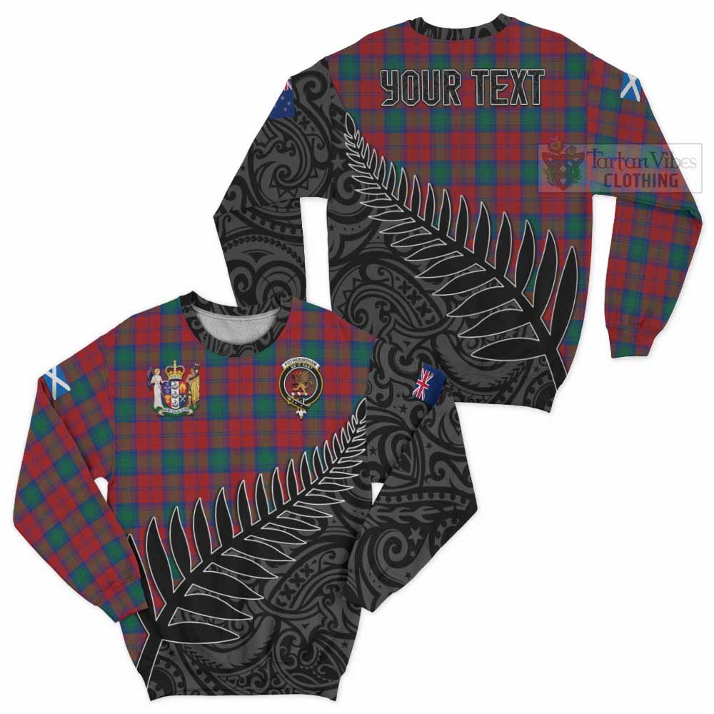 Tartan Vibes Clothing Fotheringham (Fotheringhame) Crest Tartan Sweatshirt with New Zealand Silver Fern Half Style