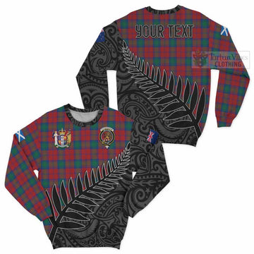 Tartan Vibes Clothing Fotheringham (Fotheringhame) Crest Tartan Sweatshirt with New Zealand Silver Fern Half Style