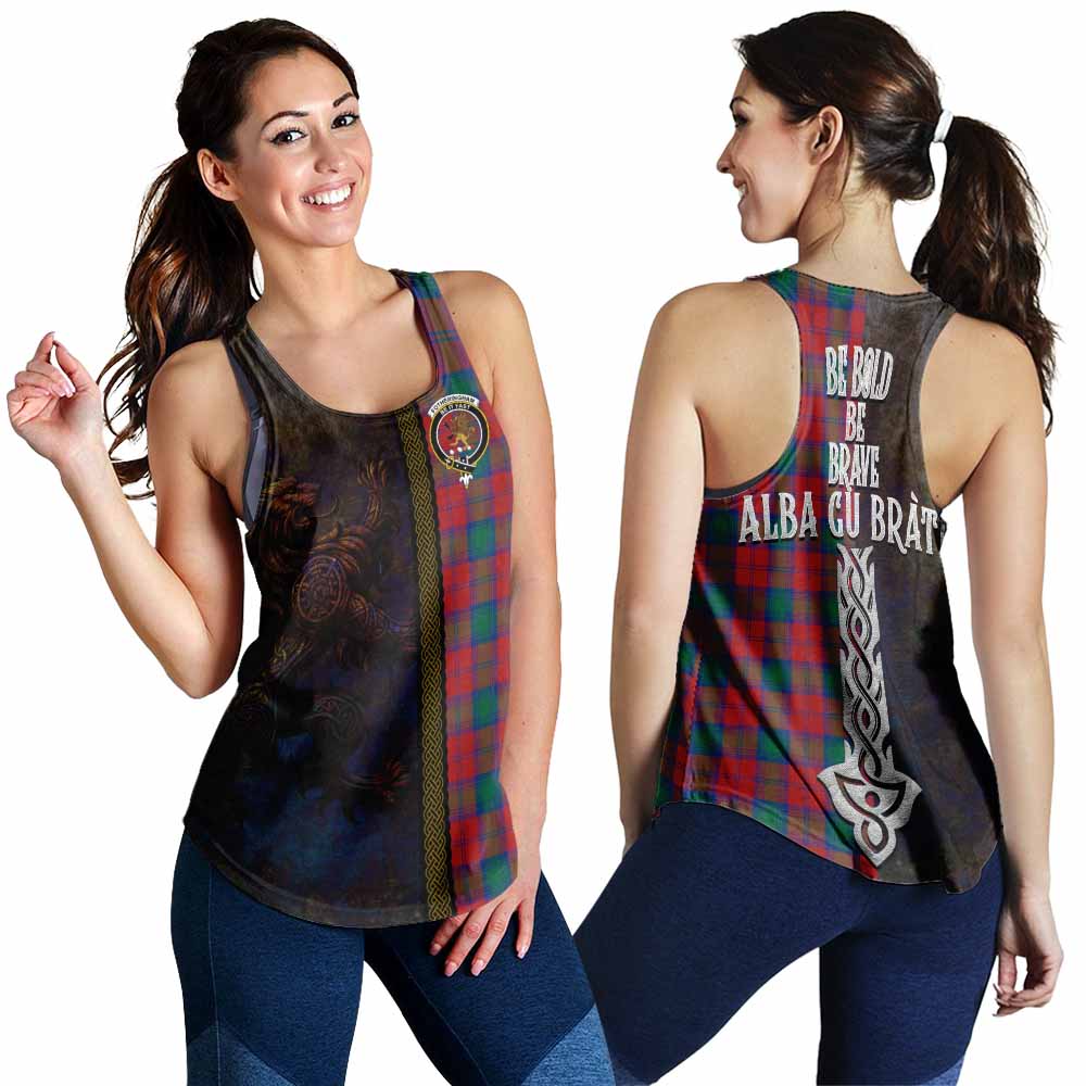 Tartan Vibes Clothing Fotheringham (Fotheringhame) Tartan Family Crest Women's Racerback Tanks Alba Gu Brath Be Brave Lion Ancient Style