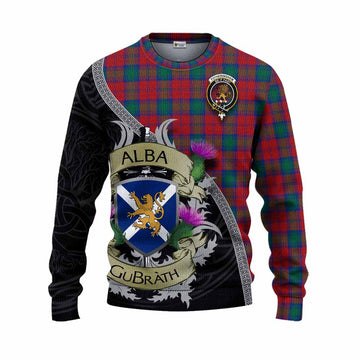 Tartan Vibes Clothing Fotheringham (Fotheringhame) Tartan Family Crest Knitted Sweater Lion Rampant Royal Thistle Shield Celtic Inspired