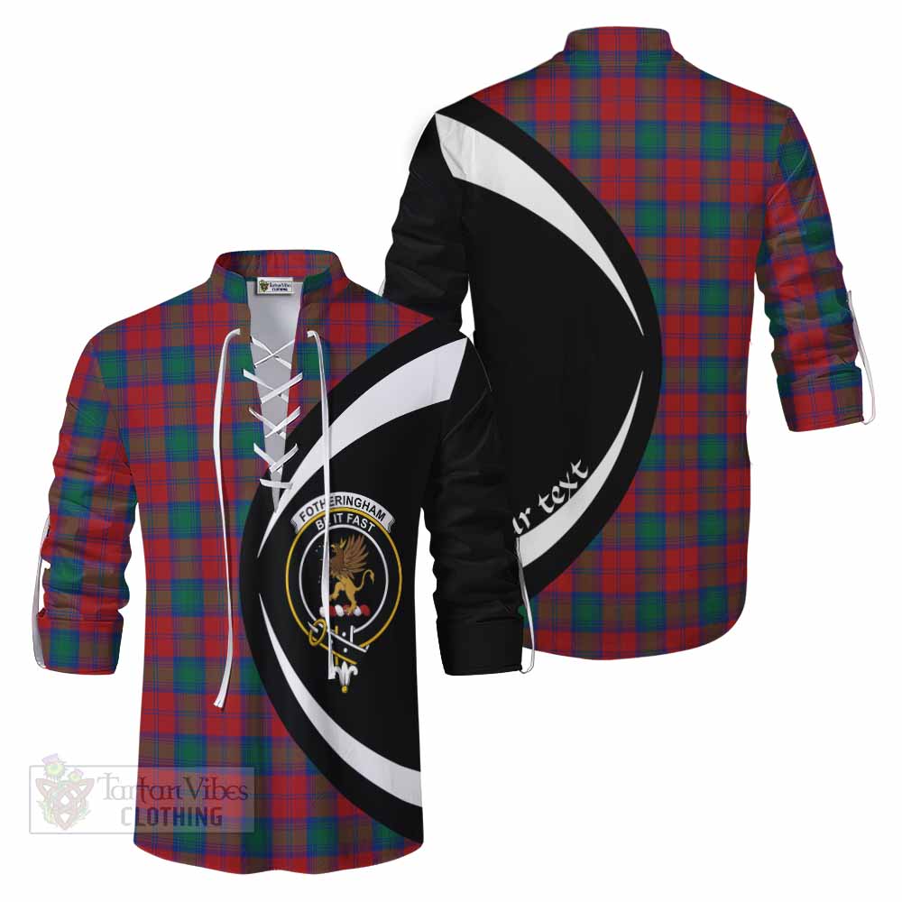 Tartan Vibes Clothing Fotheringham (Fotheringhame) Tartan Ghillie Kilt Shirt with Family Crest Circle Style