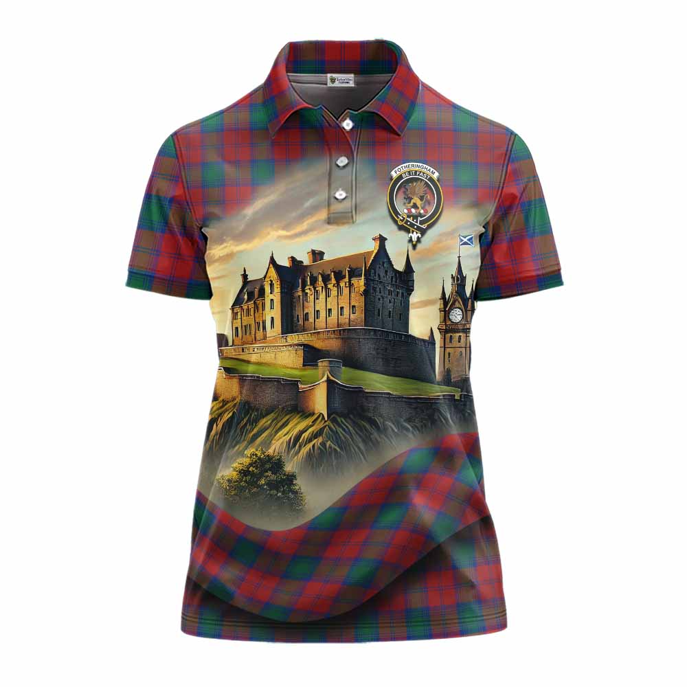 Tartan Vibes Clothing Fotheringham (Fotheringhame) Tartan Family Crest Women's Polo Shirt with Scottish Ancient Castle Stype