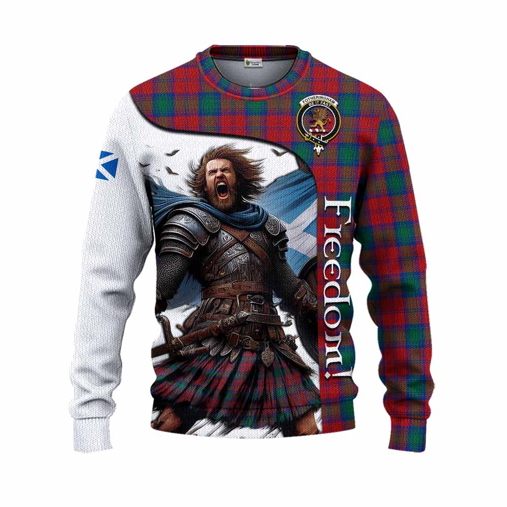 Tartan Vibes Clothing Fotheringham (Fotheringhame) Crest Tartan Knitted Sweater Inspired by the Freedom of Scottish Warrior